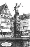 Justitia auf der Brunnensäule des Gerechtigkeitsbrunnens vor dem Frankfurter Römer 